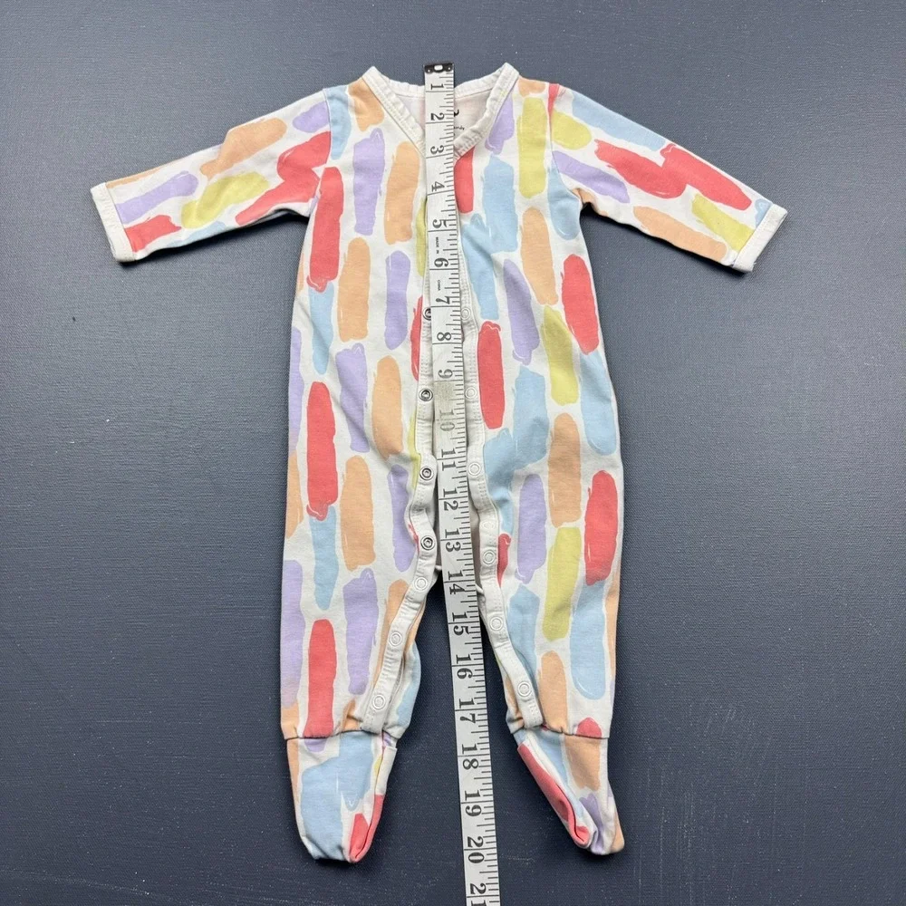 Monica + Andy Footed One Piece Baby 0-3M Organic Cotton Colorful Long Sleeve - Picture 3 of 6